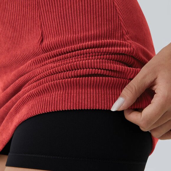 HALARA High Waist 2 In 1 Corduroy Red Mini Skort Skirt Size Medium NWT - Picture 6 of 7